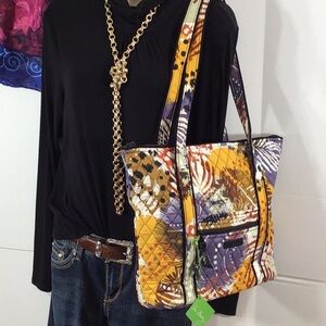Vera Bradley Villager painted feathers tote bag NWT
